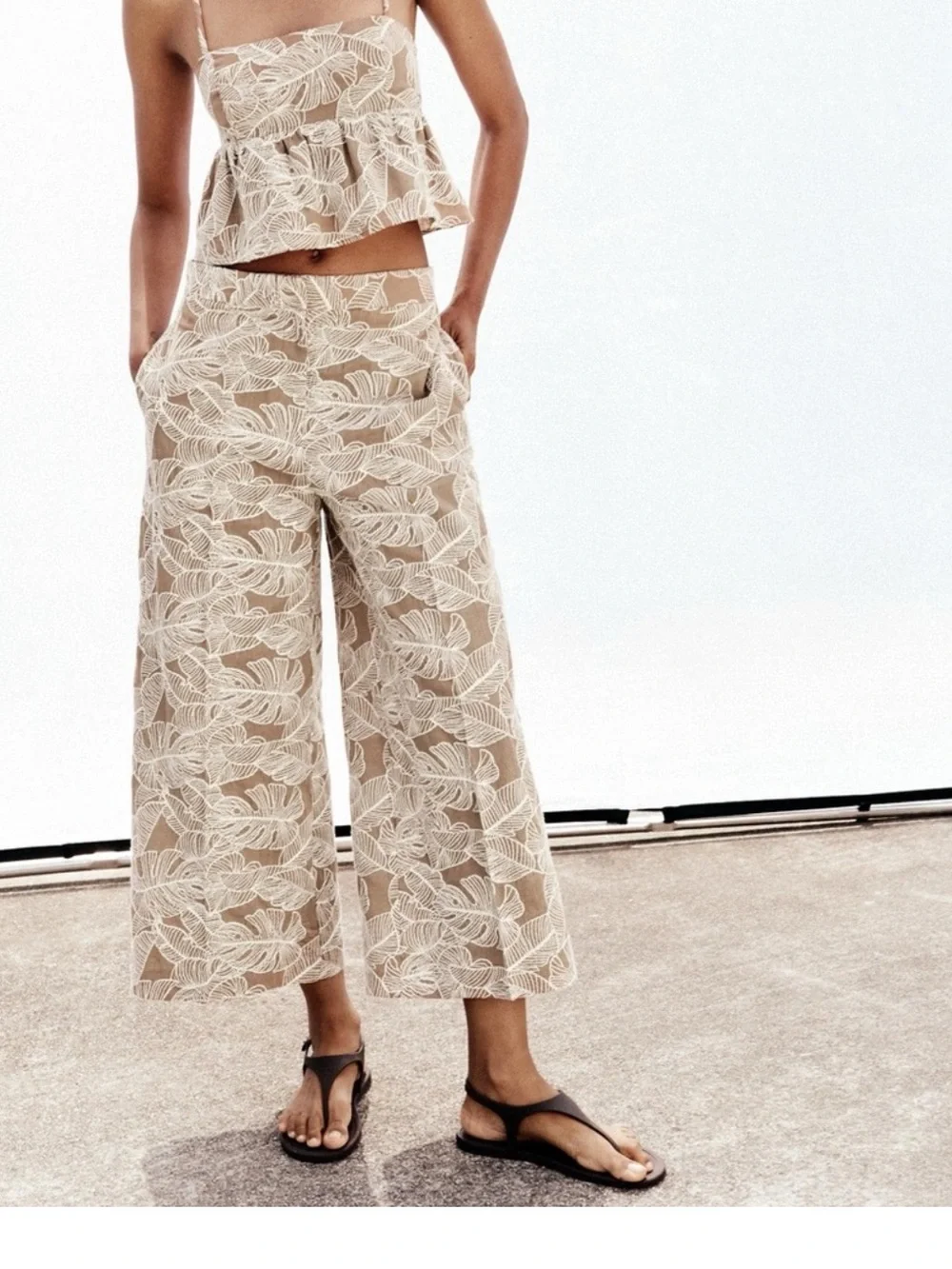 Zara embroidered leaf